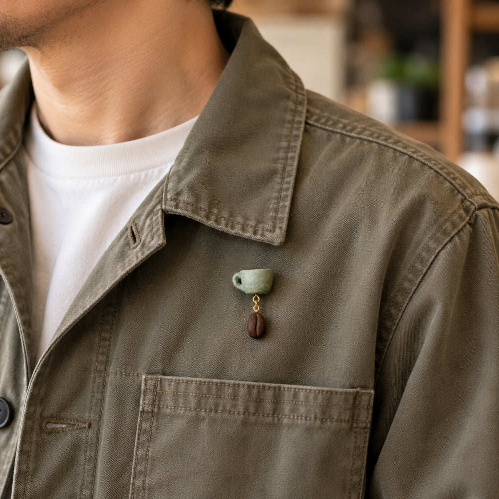 COFFEE STONE Pin Badge - Cup & Bean